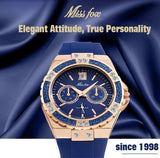 Miss Fox Luxury Fashion Simulated Lab Diamonds Rose Gold Chronograph Watches - The Jewellery Supermarket