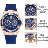 Miss Fox Luxury Fashion Simulated Lab Diamonds Rose Gold Chronograph Watches - The Jewellery Supermarket