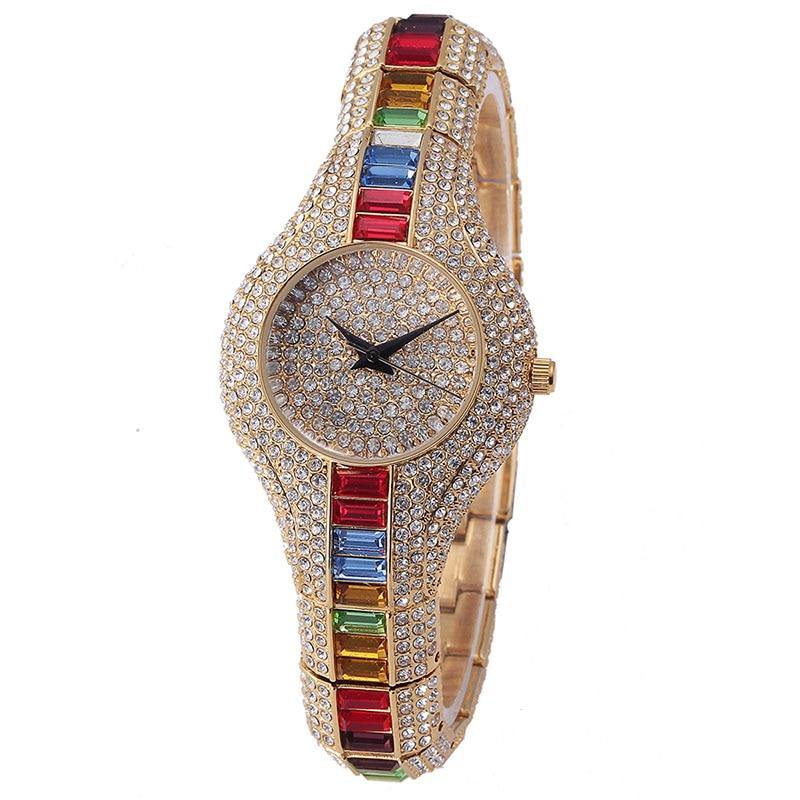 MISS FOX Luxury Ladies 18KGP Mix Baguette Simulated Lab Diamonds Women Watches - The Jewellery Supermarket