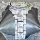 MISSFOX Luxury Hip Hop Full Iced Out Simulated Diamonds Quartz Silver Bling Watches - The Jewellery Supermarket