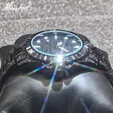 MISSFOX Luxury Hip Hop Full Iced Out Simulated Diamonds Quartz Silver Bling Watches - The Jewellery Supermarket