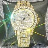 MISSFOX Luxury Hip Hop Full Iced Out Simulated Diamonds Quartz Silver Bling Watches - The Jewellery Supermarket