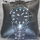 MISSFOX Luxury Hip Hop Full Iced Out Simulated Diamonds Quartz Silver Bling Watches - The Jewellery Supermarket