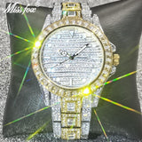 MISSFOX Luxury Hip Hop Full Iced Out Simulated Diamonds Quartz Silver Bling Watches - The Jewellery Supermarket