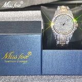 MISSFOX Luxury Hip Hop Full Iced Out Simulated Diamonds Quartz Silver Bling Watches - The Jewellery Supermarket