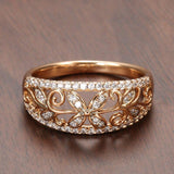 Natural AAA+ Zircon Crystal Flower Hollow Ethnic Ring