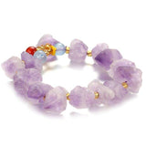 Natural Stone Purple Crystal Beads Sunstone Beaded Energy Yoga Bracelet - The Jewellery Supermarket