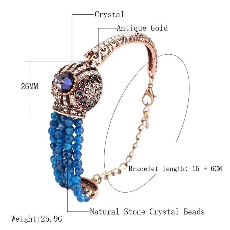 Natural Stone Vintage Crystal Antique Gold Color Bracelet - The Jewellery Supermarket