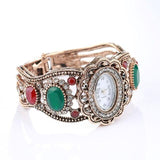 New Antique Gold Color Hollow Crystal Flower Vintage Watch Bracelet For Women - The Jewellery Supermarket