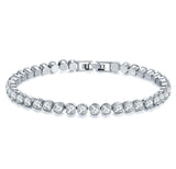 New Arrival 4mm Luxury Round AAA+ Cz Diamonds Silver Bracelet Bangle