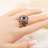 New Arrival Bohemian Blue Resin Inlay Crystal Gold Plated Antique Ring For Women - The Jewellery Supermarket