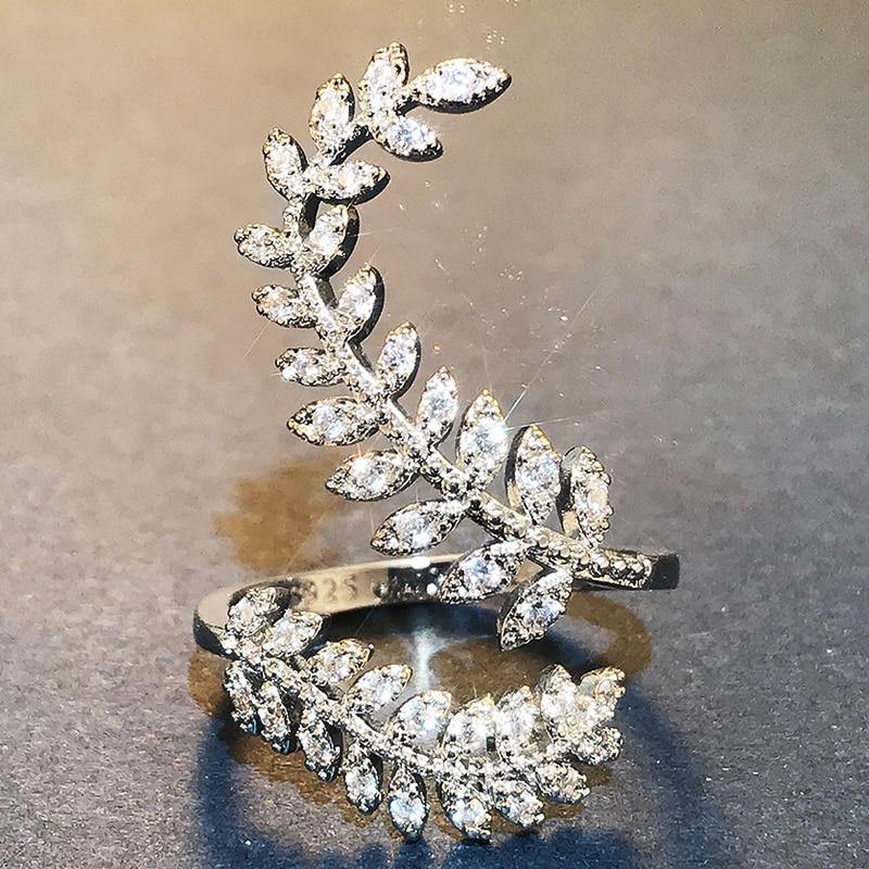 New Arrival Fashion Leaf Delicate High Quality AAA+ Cubic Zirconia Diamonds Adjustable Ring - The Jewellery Supermarket