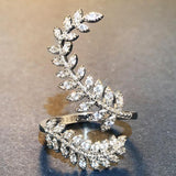 New Arrival Fashion Leaf Delicate High Quality AAA+ Cubic Zirconia Diamonds Adjustable Ring - The Jewellery Supermarket