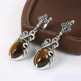 New Boho Amber Stone Tibetan Silver Ring Earring Jewelry Set - The Jewellery Supermarket