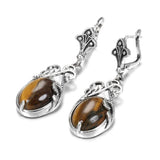 New Boho Amber Stone Tibetan Silver Ring Earring Jewelry Set - The Jewellery Supermarket