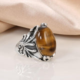 New Boho Amber Stone Tibetan Silver Ring Earring Jewelry Set - The Jewellery Supermarket