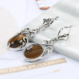 New Boho Amber Stone Tibetan Silver Ring Earring Jewelry Set - The Jewellery Supermarket