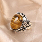 New Boho Amber Stone Tibetan Silver Ring Earring Jewelry Set - The Jewellery Supermarket