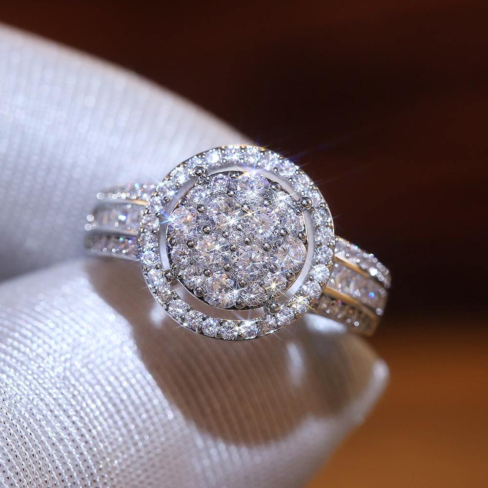 New Design Round Watch Shape Prong Setting AAA+ Cubic Zirconia Diamonds Ring - The Jewellery Supermarket