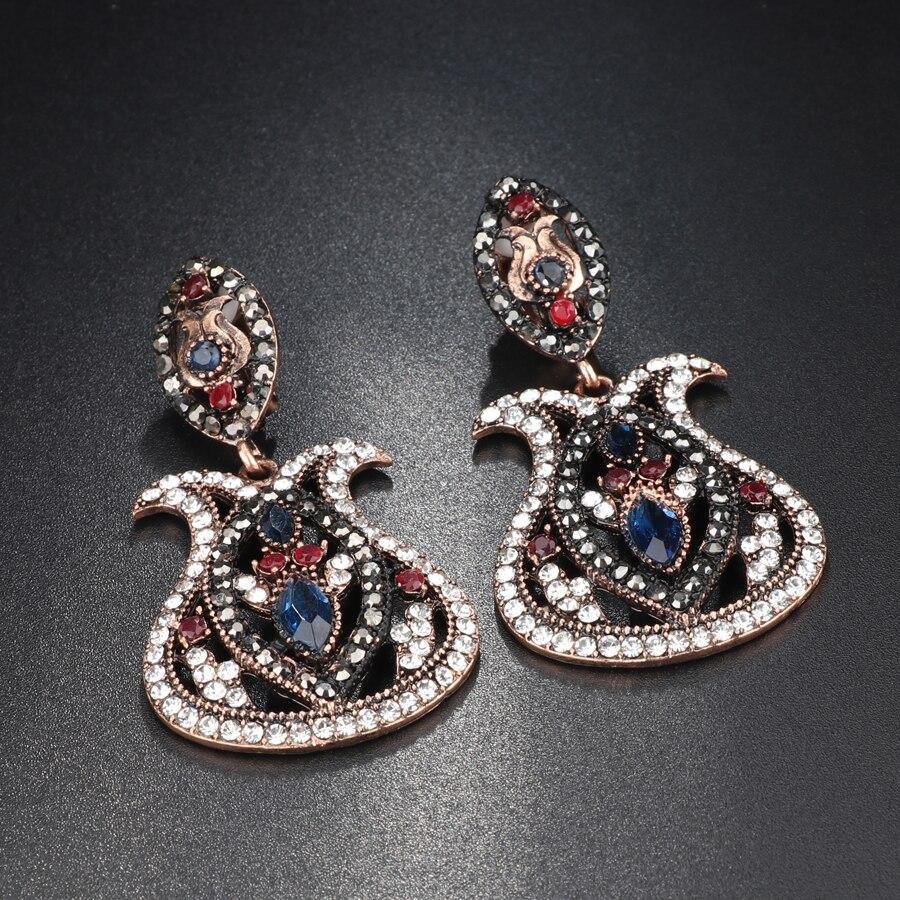 New Fashion Antique Gold Color Bohemia Blue Big Drop Inlaid Crystal Vintage Earrings - The Jewellery Supermarket