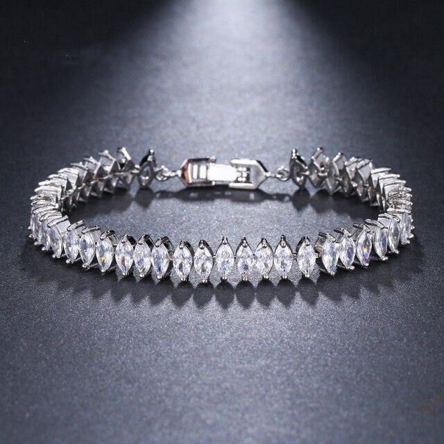 New Fashion Cut Clear White Color AAA+ Cubic Zirconia Diamonds Bracelet - The Jewellery Supermarket