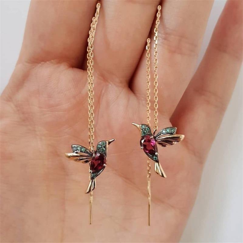New Fashion Little Bird Drop Long Hanging Elegant Girl Tassel Earrings - The Jewellery Supermarket