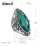 New Geometric Green White Rhinestones Vintage Jewellery Silver Color Antique Ring - The Jewellery Supermarket