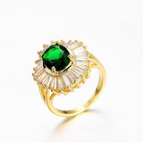 New Luxury Green Gold Color Oval AAA+ Cubic Zirconia Diamonds Engagement Ring - The Jewellery Supermarket