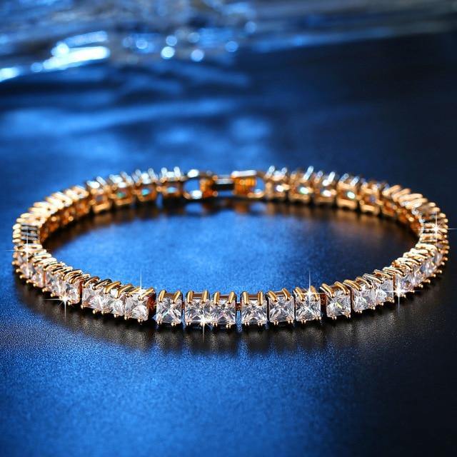 New Luxury Princess Silver AAA+ Cubic Zirconia Diamonds Bracelets Bangles - The Jewellery Supermarket