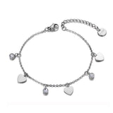 New Stainless Steel Love Heart AAA+ CZ Crystal Charm Bracelet - The Jewellery Supermarket