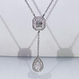 New Style Pear Water Drop Long Chain Silver Colour AAA+ Zircon Jewelry - The Jewellery Supermarket