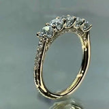New Trendy 5 Round AAA+ Cubic Zirconia Diamonds Stylish Delicate Luxury Ring - The Jewellery Supermarket