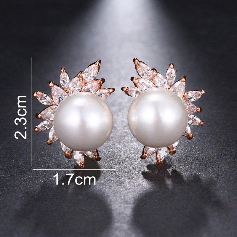 New Trendy Classic AAA+ Cubic Zirconia Diamonds Simulated Pearl Earrings - The Jewellery Supermarket