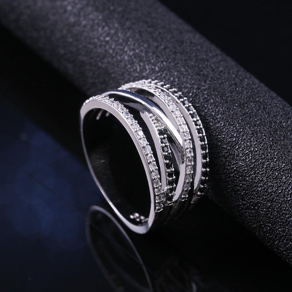 New Twist Ethnic Style Black&White Stone Micro Paved AAA+ Cubic Zirconia Diamonds Ring - The Jewellery Supermarket