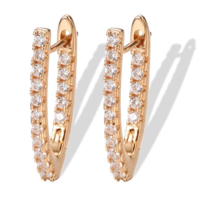 New V Shape Rose Gold AAA Natural Zircon Long Earrings - The Jewellery Supermarket