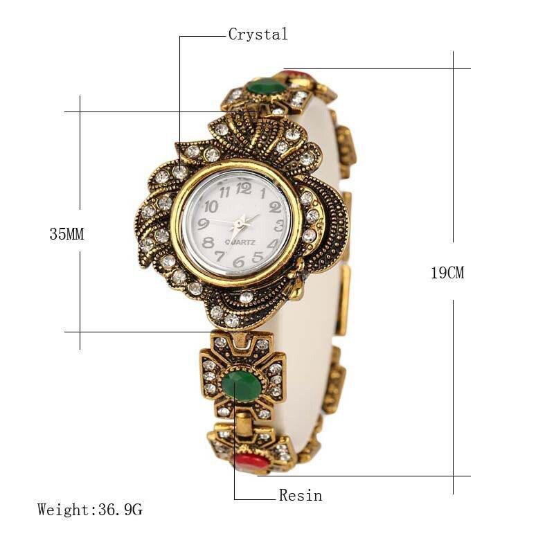 New Vintage Luxury Jewelry Antique Gold Color Crystal Wrist Watch Bracelet - The Jewellery Supermarket