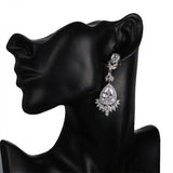 New Vintage Silver Geometric AAA+ Cubic Zirconia Diamonds Big Earrings - The Jewellery Supermarket