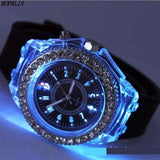 New Women Fashion Geneva LED Backlight Crystal Quartz Sport Waterproof Wristwatches