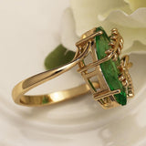Olive Green Dragonfly Twine Oval Pretty CZ Crystal Ring - The Jewellery Supermarket