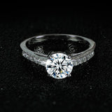 Original Sterling Silver 5mm Round Cut High Quality AAA+ Cubic Zirconia Diamonds Ring
