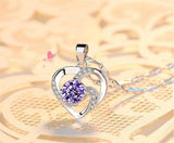Pleasing 925 Silver Purple AAA Cubic Zirconia Crystal Necklace - The Jewellery Supermarket