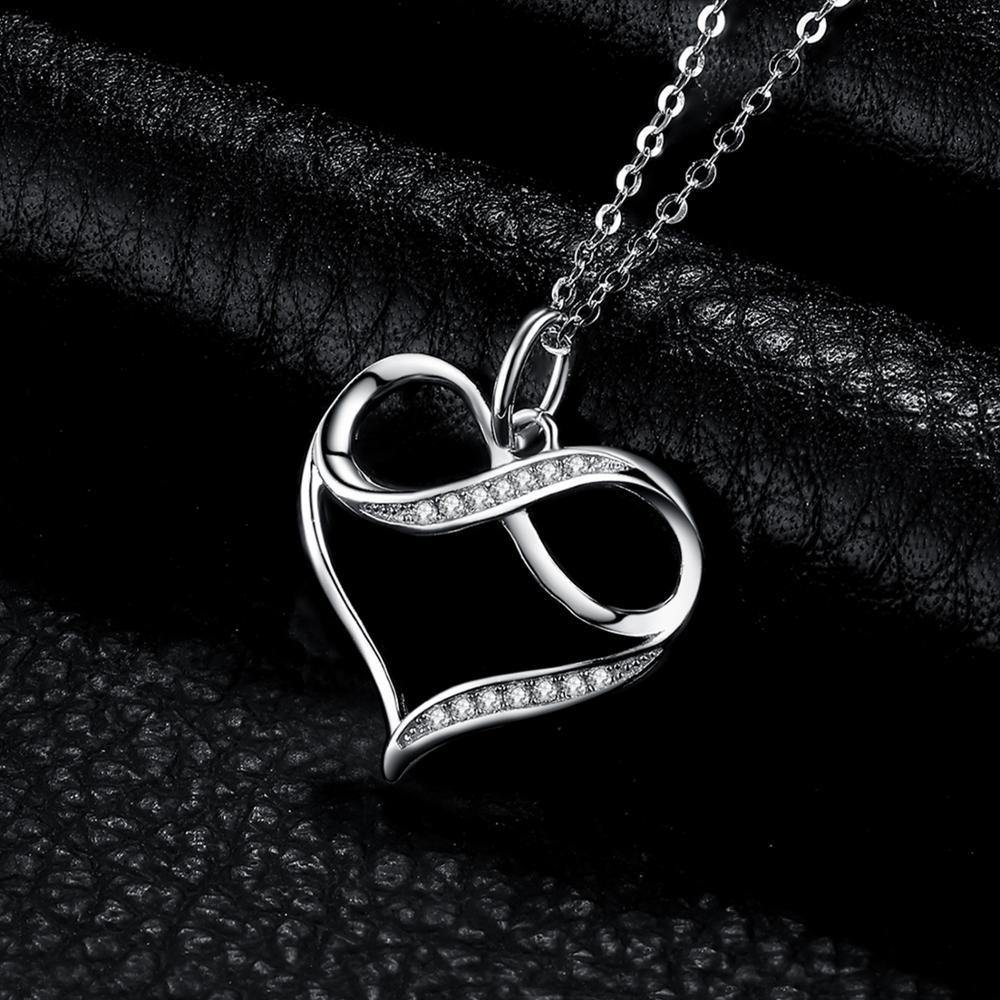 Pretty 925 Sterling Silver AAA+ Cubic Zirconia Diamonds Infinity Love Heart Pendant - The Jewellery Supermarket