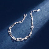 Pretty 925 Sterling Silver Jewellery Five-pointed Stars Bracelet - The Jewellery Supermarket