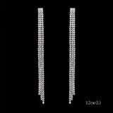 Pretty Fashion Crystal Long Silver Color Rhinestone Earrings - Best Online Prices - The Jewellery Supermarket