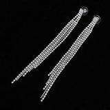 Pretty Fashion Crystal Long Silver Color Rhinestone Earrings - Best Online Prices - The Jewellery Supermarket