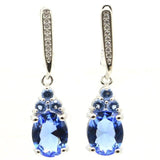 Ravishing Drop Rich Blue Violet Tanzanite Pink Kunzite Peridot Silver Earrings - The Jewellery Supermarket