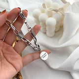 Retro Thick Chain Round Letter Silver Colour Love Pendant Bracelet - The Jewellery Supermarket