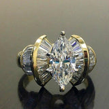 Romantic Gold Color Shiny Marquise AAA+ Cubic Zirconia Diamonds Creative Design Ring