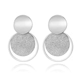 Rose Gold Color Frosted Sheet Circle Curved Disc Stainless Steel Stud Earrings - The Jewellery Supermarket