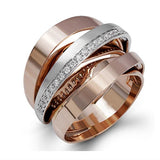 Rose Gold Color Silver Color Hyperbole Metal Interlaced Paved AAA+ Cubic Zirconia Diamonds Ring - The Jewellery Supermarket